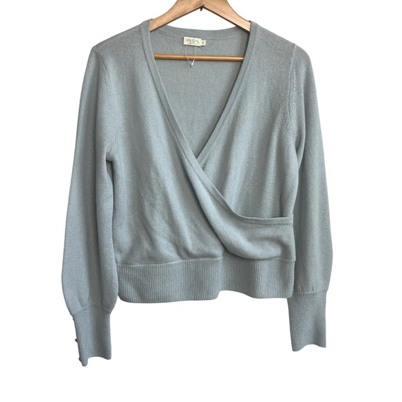 Spartina 449 Sweaters - Spartina‎ 449 Cashmere Blue Wrap Sweater Long Sleeve Button Cuff Knit Top Small